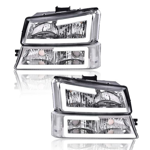 G-PLUS LED Headlights Fit Chevy Avalanche/Silverado 1500 2500 HD 3500 2003-2006 Headlamps,Fit Silverado 1500 2500 3500 Classic 2007 Clear Lens Chrome Housing Clear Reflector,faros delanteros