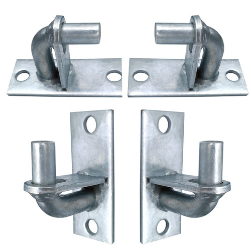 4 Pack Wall Mount Gate Hinges, Heavy Duty Chain Link Fence Gate Hinges with 5/8 Hinge Pin for Fences & Farm Gates (Screws Not Included), Silver