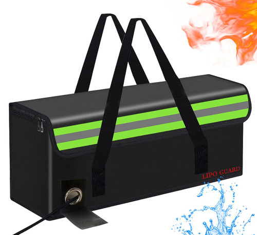Lipo Battery Safe Bag Large Capatity Fireproof Bag for Ebike Lipo Battery Other Batteries Storage Charging Transport, Home Office Travel Safe Storage Pouch (490 * 150 * 180mm)