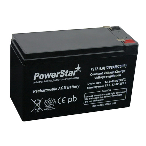 PowerStar 12v 9ah Battery Rechargeable 2 Year Free Warranty F1 and F2 Terminals Included