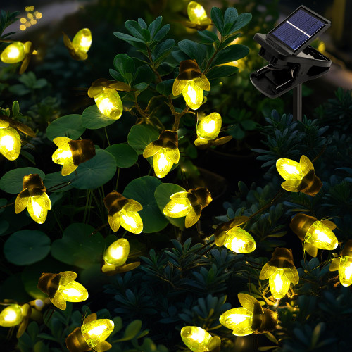 ANGMLN Solar Firefly Lights, 30 LED Solar Fireflies Fairy String Lights Outdoor Decor 19.6FT Solar Powered String Lights Waterproof for Garden Patio Home Wedding Party Spring
