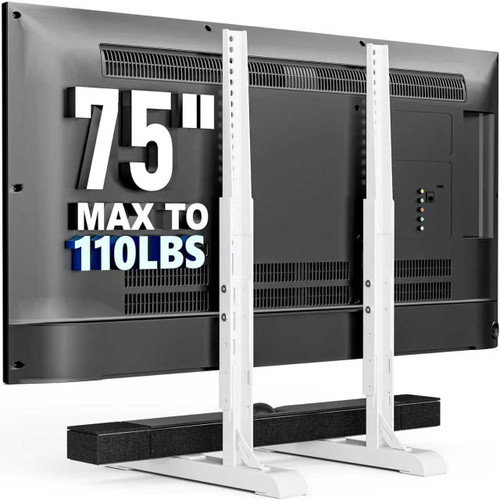 HOLMAXD Universal TV Stand for 19-75 Inch LCD LED TVs, Height Adjustable TV Legs Replacement Hold up to 110 lbs, Table Top TV Stand Base, Max VESA 800X600mm, White