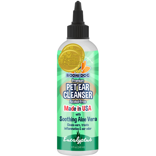 Bodhi Dog Ear Cleaner Solution for Dogs & Cats - Aloe Vera Ear Cleaning Treatment - Gentle, Alcohol-Free Cleanser - Reduces Wax, Odor, & Itching - Safe for Sensitive Skin (8 Fl Oz)
