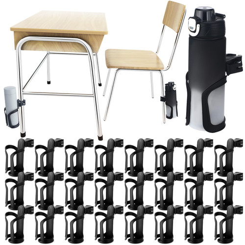 Reallnaive 24 Pcs Water Bottle Holder for Classroom Desk Cupholder Back to School Gift for Student Anti-Spill 360° Rotating Water Bottle Holder for Desk Chair to Hold Coffee Cup for Office Classroom