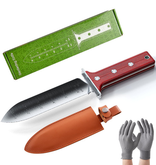AKAKD Gardening Hori Hori Garden Knife - Gardening Knife,Soil Kniver, Serrated Side Weeding,Digging,Garden Knives With Sheath,Full Tang Hori Hori