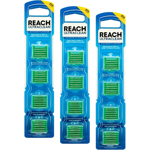 Listerine Ultraclean Access Flossers Disposable Heads Fresh Mint Crystals 28 Each (Pack of 3)