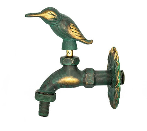 Outdoor Faucet Decorative Antique Green Bird Brass Garden Yard Animal Faucet Wall Mounted Tap Bibcock Hose Not Included