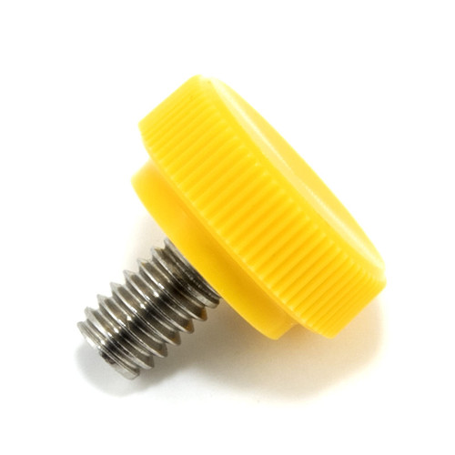 #8-32 x 1/4" Thumb Screw Stainless Steel - Yellow Knurled Round Plastic Knob - Standard/Coarse Thread Thumbscrew - Length: 0.250" - Proudly Built in USA - Package of (10)