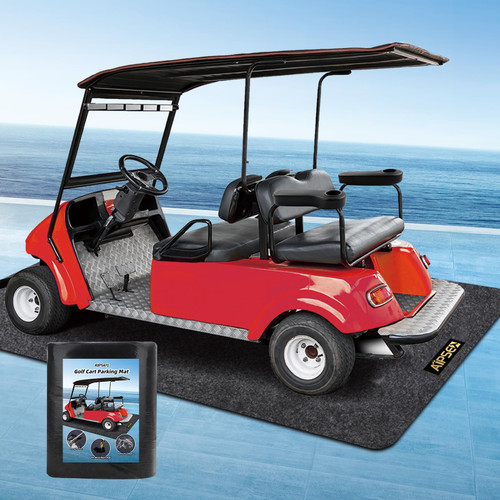 AIPSET Golf Cart Parking Mat, 9.18 x 4.92 ft Garage Floor Mat, Mechanic Pad for Most Golf Carts/UTV ATV/Motorcycle, Fast Oil Absorbent Waterproof Non-Slip, Prevents Floor Scratch and Stain