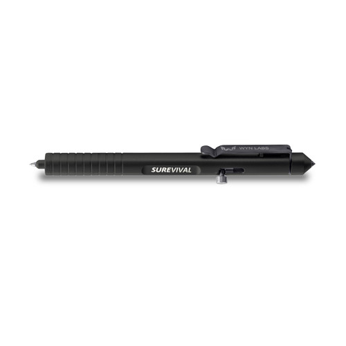Surevival Pen - Tactical Survival Pen with Seatbelt Cutter, Tungsten Window Breaker, Telescoping Tip, Bolt-Action Mechanism for Military, Law Enforcement, Self-Defense, Emergency Rescue (Black)
