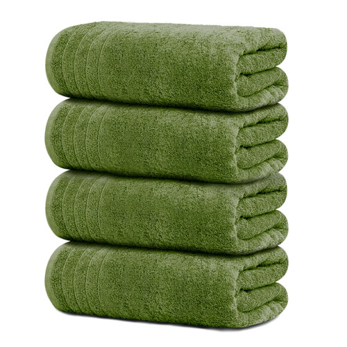 Tens Towels Pack of 4 Extra Large Bath Towels 30 x 60 Inches, 100% Cotton, Larger & Lighter Weight, Quicker to Dry, Super Soft and Absorbent, Perfect for Bathroom, Green