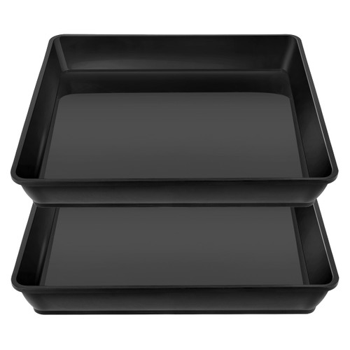 LWALRS Square Plant Saucer 20 22 Inch 2 Pack, Extra Large Plant Saucers, Deep Plant Trays for Pots, Heavy Plastic Water Tray Tor Plants, Planters for Indoors and Outdoors Plants (20 inch Black)