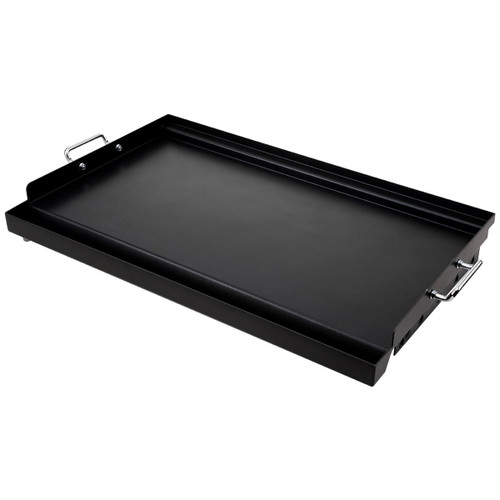 LotFun 25" x 16" Carbon Steel Cooking Griddle for Outdoor Gas Grill, Universal Griddle Flat Top Plate Insert with Grease Groove and Removable Handles for Electric/Charcoal/Gas Grill, Camping,Party