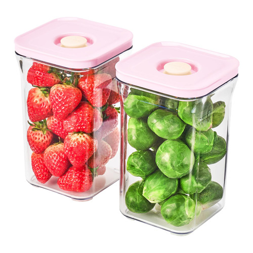 VAKUEN Premium Airtight Food Storage Containers ROSE Pink Lid, 1.0L(1.06qt) x2pcs Container. Patented Double Silicone Lining, 100% Leak Proof, BPA-FREE VAKUEN Premium Airtight Food Storage Containers ROSE Pink Lid, 1.0L(1.06qt) x2pcs Container. Patented Double Silicone Lining, 100% Leak Proof, BPA-FREE