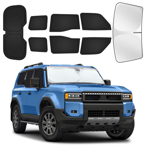 for Toyota Land Cruiser Prado 250 2024-2026 Car Window Shades, 8pcs Privacy Sun Shade Set for Front Windshield Side and Rear Windows, Full Window Covers Keeps Vehicle Cool for Camping Napping