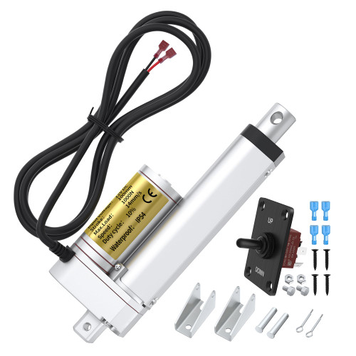 RVMARINEPAT 12V Linear Actuator, 4" Actuator 14 mm/s High Speed Linear Actuator Waterproof 1000N/220lbs Stroke with Reverse Polarity Switch Controller