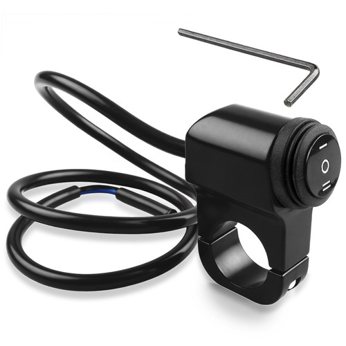 3-Speed Adjustment Motorcycle Headlight Switch 12v 7/8" 22-23mm Waterproof Motorcycle ATV UTV Handlebar On-Off-On Control（Black）