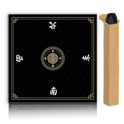 JUFORHQC Mahjong Mat, Non-Slip Noise Reducing Game Mat, 31.5 Inch Mahjong Table Mat,Mahjong Mat with Cloth Bag and Carton Storage,Suitable for Mahjong, Dominoes, Solitaire and Other Games. (Black)