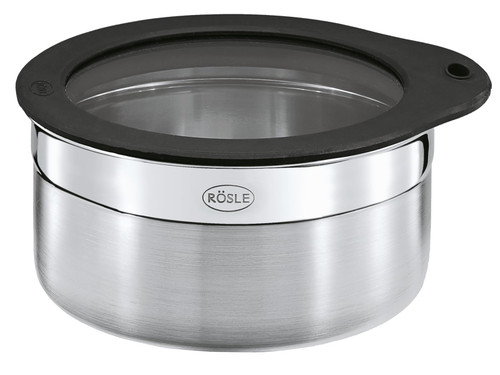 Rösle Jar with Silicone Glass Lid, Storage Box, 18/10 Stainless Steel, 6x12 cm, 16556