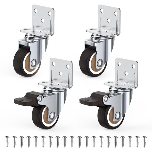HOLKIE Side Mount Casters Wheels 2.5 Inch with Heavy Duty Thickened L-Shaped Plate Double Ball Bearing Swivel Casters Set of 4 Holding 350 LBS Ideal Wheels for Furniture,Planters,Small Tables…