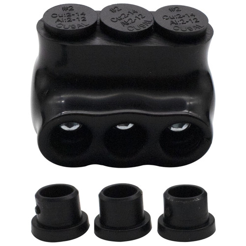 TOMSHIELE Insulated Multi Plug Connectors, 3 Port Insulated Wire Connectors, Single-Sided Entry Aluminum to Copper Wire Connector, for Rigorous Electrical and Marine Wiring（2-14AWG，1Pack）