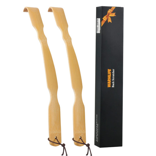 WARMLIFE Back Scratcher, 2 Pack Back Scratcher for Men & Women, 17 Inch Curved Long Handle Bamboo Backscratchers for Adults, Ideal Gifts for Mom and Dad