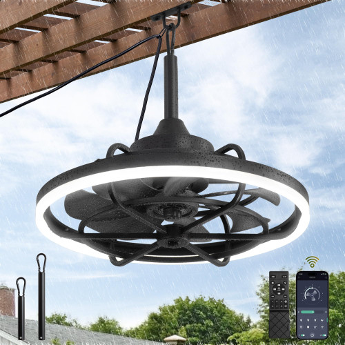 Fanbulous Outdoor Ceiling Fans with Light for Patios, 20" Weatherproof Plug in Ceiling Fan, Gazebo Fan Remote&APP Control, 3CCT Dimmable,Caged Ceiling Fan with Hanging Hook for Porch, Pergola,Canopy Fanbulous Outdoor Ceiling Fans with Light for Patios, 20" Weatherproof Plug in Ceiling Fan, Gazebo Fan Remote&APP Control, 3CCT Dimmable,Caged Ceiling Fan with Hanging Hook for Porch, Pergola,Canopy