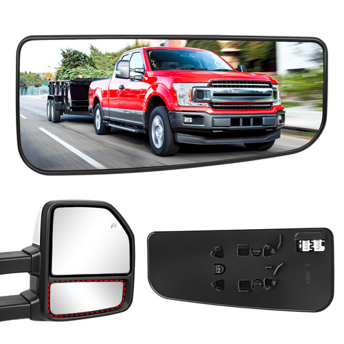TOP-MAX Passenger Right Side Lower Mirror Glass Replacement for 2015-2020 Ford F150, 2017-2019 Ford F250 F350 F450 F550 Super Duty Towing Mirrors Convex Glass with Heated, FL3Z17K707K, FL3Z17K707J