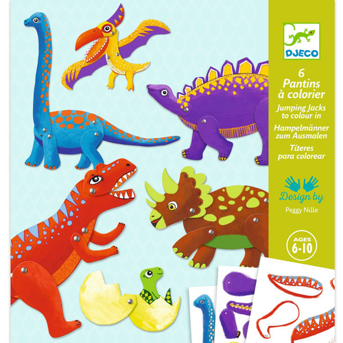 Djeco - Dinosaurs jumping jacks to colour in