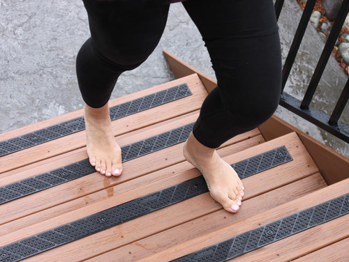 GripStrips Anti-Slip Treads - 8 Pack, Black - Barefoot & Pet Friendly Outdoor Non-Slip Tread Strips - Waterproof Safety Traction Strips for Stairs, Ramps, Wood, Concrete, Composite