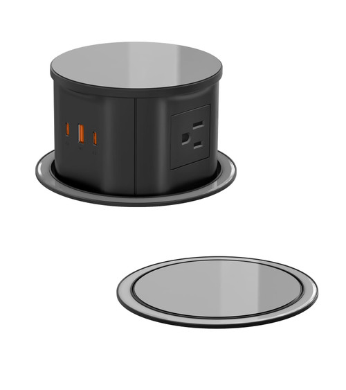 4.75" Pop Up Countertop Outlet with 20W USB-C, Space Saver Desktop Power Grommet, 4 AC Outlets & 3 USB Ports for Home Office (10FT) 4.75" Pop Up Countertop Outlet with 20W USB-C, Space Saver Desktop Power Grommet, 4 AC Outlets & 3 USB Ports for Home Office (10FT)