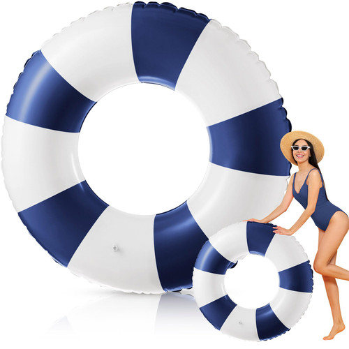 Arrowbash 1 Pcs Jumbo Inflatable Pool Float 47 Inch Floaties Tubes Classic Striped Pool Rings for Teens Adult Inflatable Inner Tube for Swimming