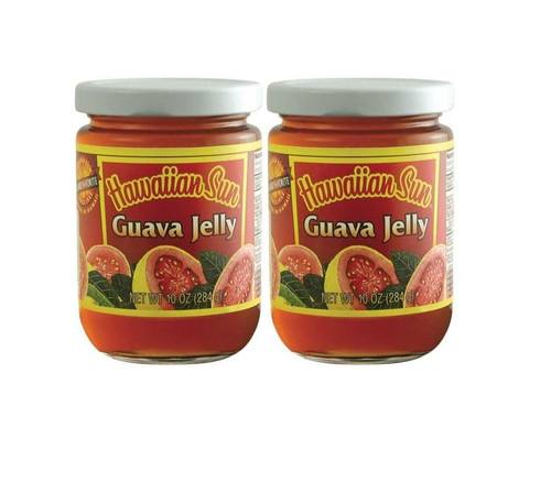 Hawaiian Sun Jelly and Jam Variety Pack One 10 oz glass jars Tropical Sweet fruits directly from the islands (Guava Jelly 2)