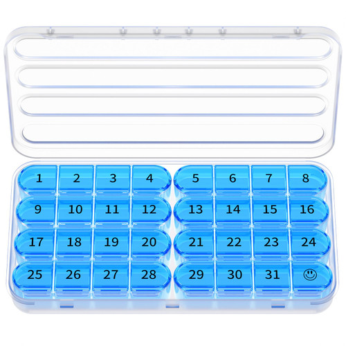 Zoksi Monthly Pill Organizer 1 Times a Day, 30 Day Pill Box Organizer,One Month Pill Case for Travel, 31 Day Daily Medcine Container for Vitamins, Supplement & Medication