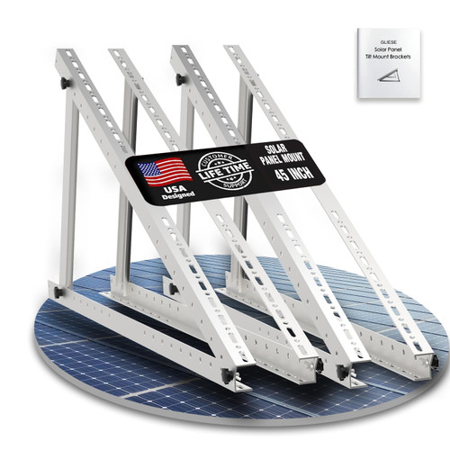 2 Sets 46 inch Solar Panel Mount Brackets with Foldable Tilt Legs, Suitable for 2-4pcs 100-500 Watt Solar Panel, Adjustable Mounting Brackets for RV, Boat, Roof and Off-Grid (45in)