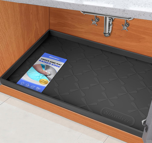 SIKADEER 40" x 22" Under Sink Mat Waterproof, Silicone Mat Kitchen Drawer Shelf and Cabinet Liner, Sink Protector for Kitchen Organizers and Storage, Boot Tray Pet Food Mats
