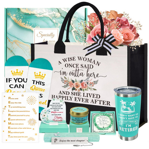 Retirement Gift for Woman 2026, Best Happy Retirement Gifts for Coworker Teacher Nurse Boss Friend Mom Grandma Retirees, Funny Retirement Gifts for Women, Cool Retired Gift Basket with 20oz Tumbler