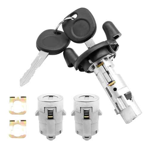 SHOZHO Ignition Switch Lock Cylinder and Pair Front Door Lock Cylinder with Keys Compatible with Chevy Silverado Tahoe GMC Sierra Yukon 1999-2000 Replace# 704600 702912 598007