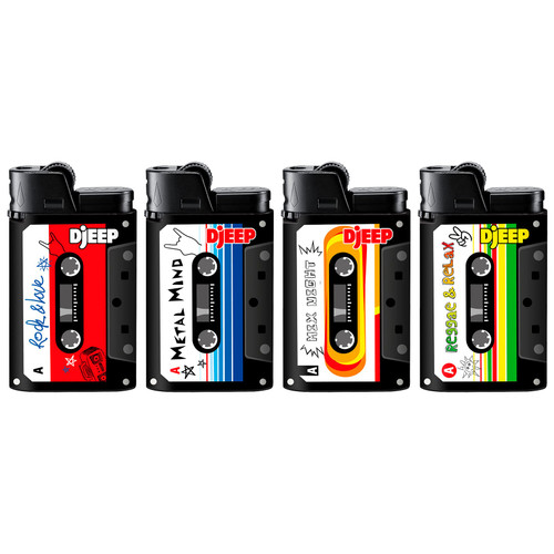 DJEEP Pocket Lighters, Limited Edition Mixtape Collection, Textured Unique Lighters, 4 Count Pack of Disposable Lighters