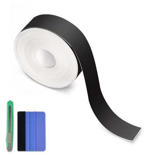 Arespark Matte Black Vinyl Wrap, Self-Adhesive Matte Vinyl Tape for Black Out Chrome Delete Window Trim, Car Chrome Delete Tape DIY Film Sticker with Installation Tools (1in x 30feet)