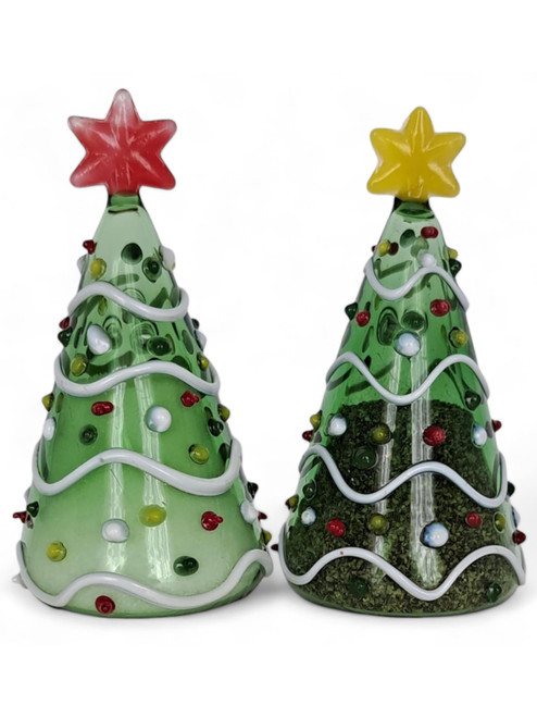 Gift Essentials Blown Glass Green Christmas Trees Salt and Pepper Shakers - Hand Blown Glass Collectible Salt and Pepper Shakers Set Gift Essentials Blown Glass Green Christmas Trees Salt and Pepper Shakers - Hand Blown Glass Collectible Salt and Pepper Shakers Set