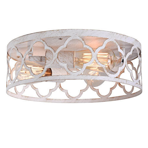 Bargeni Flush Mount Ceiling Light,13-inch Ceiling Light Fixture,3-Light Kitchen Light Fixtures,Rustic Antique White Finish,Farmhouse Light Fixtures for Bedroom,Living Room,Kitchen,Hallway