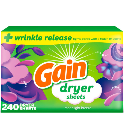 Gain Moonlight Breeze Anti Static Dryer Sheet, For Laundry Wrinkle Care, 240 Count