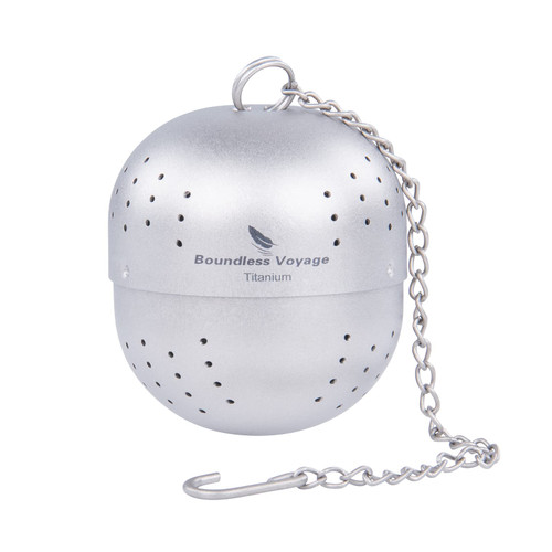 Boundless Voyage Titanium Tea Ball Infuser for Loose Tea Lightweight Tea Strainers Tea Steeper Fine Holes Tea Filter with Extented Chain Hook