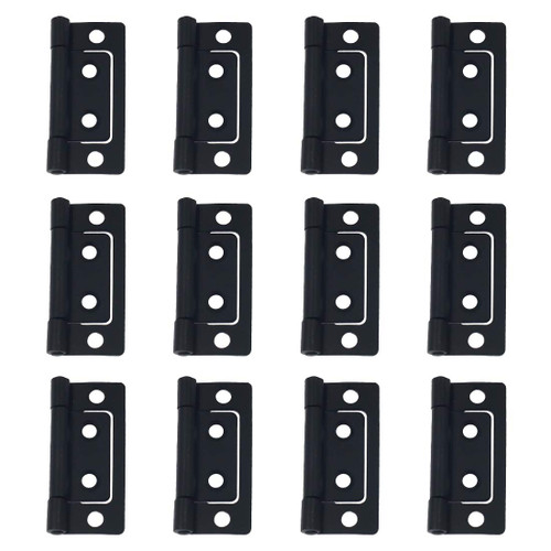 Luomorgo 12 Pcs Non Mortise Hinges Heavy Duty Chest Hinges for Door Cabinet Cupboard, 2" x 0.95", Black
