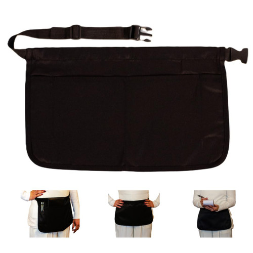 Staffshare365.net Apron Restaurant Bar Waiter Waitress Server Easy Adjustable Belt 4 Pockets Black (Black, Quick Apron - Compact)