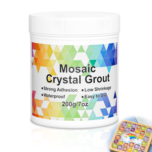 Mosaic Crystal Grout – Translucent Mosaic Grout Filler for Tiles Crafts, No Need to add Water, Essential for Handmade Art Glass Decor, & DIY Craft Projects (7.05oz)