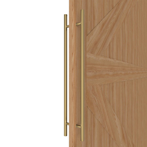 LVYIHAN Titanium Gold Round Barn Door Handles 12"/16"/18"/24"/36"/48"/59'', Pull Push Long French Door Handle Double Sided, Large Front Exterior Shower Door Pull Handles