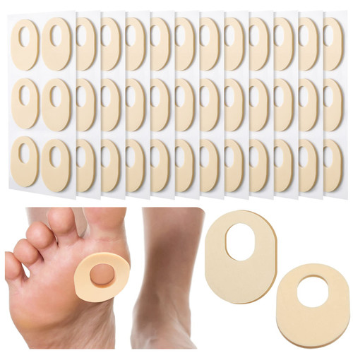 Nuanchu 72 Count Callus Cushions with Self-Stick Adhesive, Protects Foot, Heel and Toes from Rubbing and Friction, Beige Oval Shape Design, Reduce Pressure and Friction from Shoes Rubbing