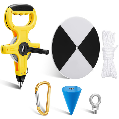 Copkim 7.87 Inch Plastic Secchi Disk Set Secchi Disc with Black and White Quadrants, Steel Cone, Holding Line and 100 ft Tape Measure for Clarity Measurements